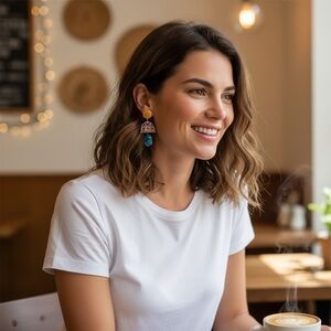TWO PAIRS of Acrylic Geometric Dangle Drop Earrings
